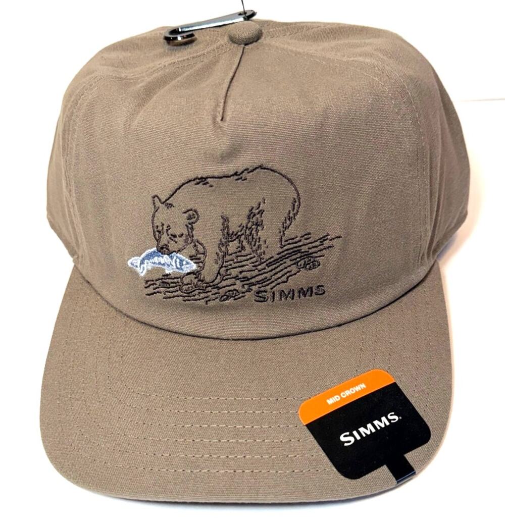 Simms Brown Bear Fishing Double Haul Hat/Cap Snap Back Gray/Brown NEW